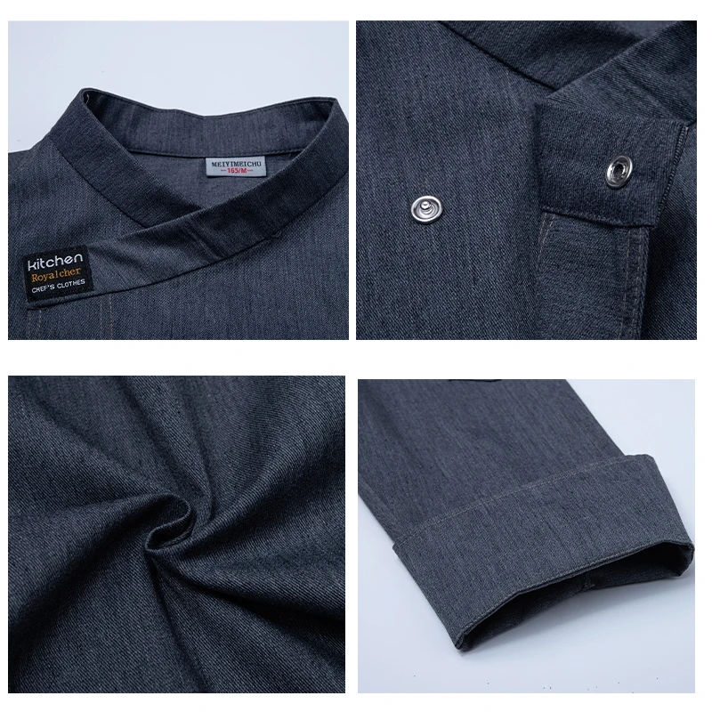 Hurtowy zestaw 3-częściowy odzieży kucharskiej unisex: fartuch kuchenny, czapka kucharska, koszula kucharska z długim rękawem do piekarni, cateringu, odzież robocza dla kelnerów.