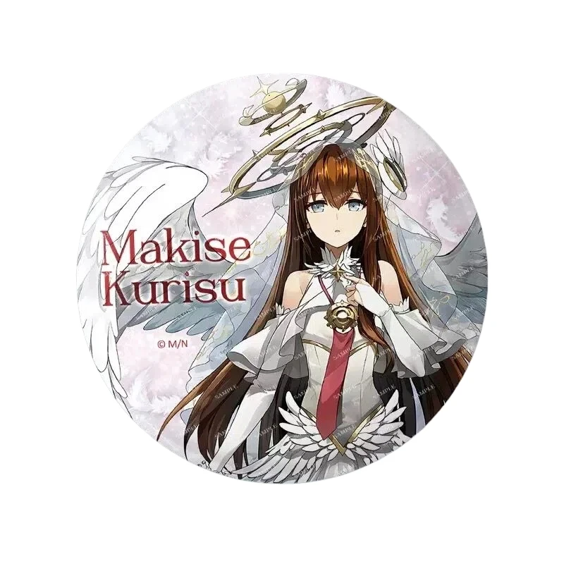 Steins;Gate Figure Makise Kurisu Metal Badge Shiina Mayuri Anime Pin Amane Suzuha Backpack Ornament Keyring Fans Collection Gift