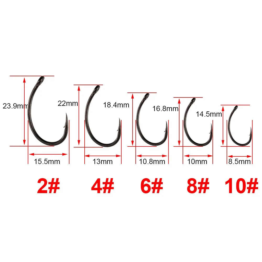 Hirisi 15pcs Micro Barbed PTFE Coated High Carbon Steel Fish Hook With Eye Carp Fishing Accessories X911