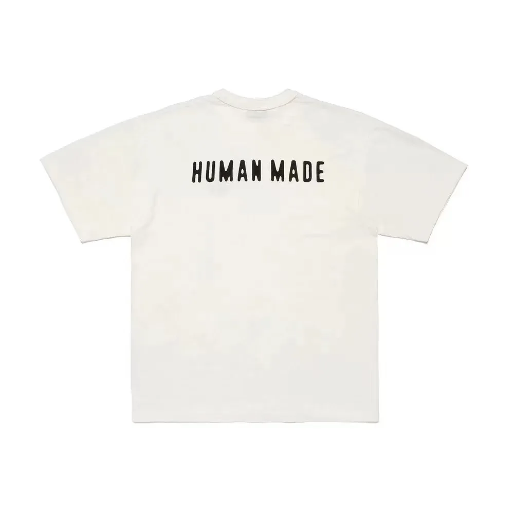 2026 Neues HUMAN MADE T-Shirt mit Cartoon-Druck auf der Rückseite, japanische Bambus-Baumwolle, Unisex, Retro-Rundhals, Kurzarm-Shirt – Detail 5