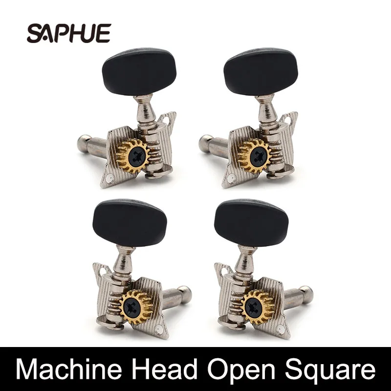 

Nickel-Plated Ukulele Guitar Tuning Pegs, Tuners Machine Head, Black Knob, 2R2L