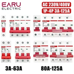 Mini disjoncteur de type C MCB, protecteur de surcharge courte, montage sur rail DIN, capacité de rupture, 1P, 2P, 3P, 4P, DZ47, 3A-125A, AC 230V, 400V