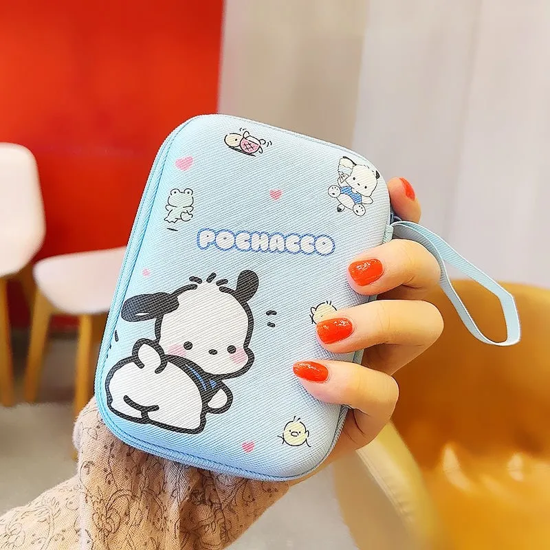 Cartoon Sanrio Data Cable Storage Bag Kawaii Hello Kitty Kuromi caricatore portatile auricolare Coin Sorting Case Organizer Carry Box