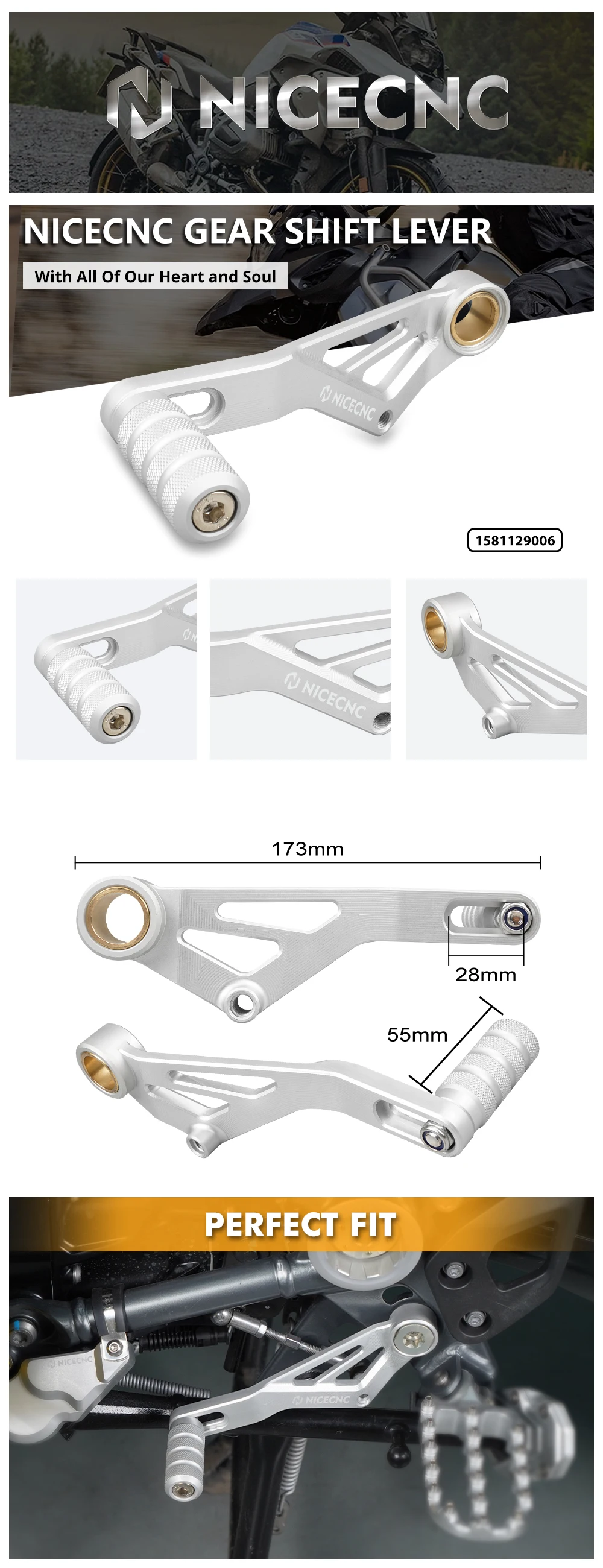 NICECNC DualControl Hinterradbremshebel-Verlängerung und Schalthebel für BMW R1250GS 2019-2023 – Detail 15