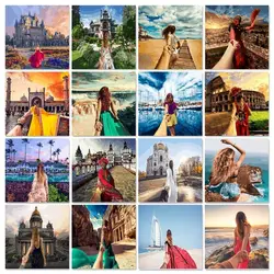 GATYZTORY 60X75cm Oil Painting By Numbers Women DIY Paint By Numbers On Canvas Home Decor Scenery Frameless Picture Drawing