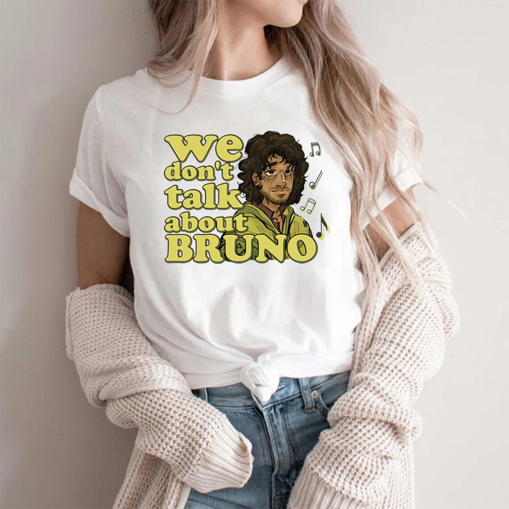 

We Dont' Talk about Bruno Encanto T-shirt Isabella Madrigal Shirt Encanto Mirabel Madrigal Tees Funny Sayings Shirts Casual Tops