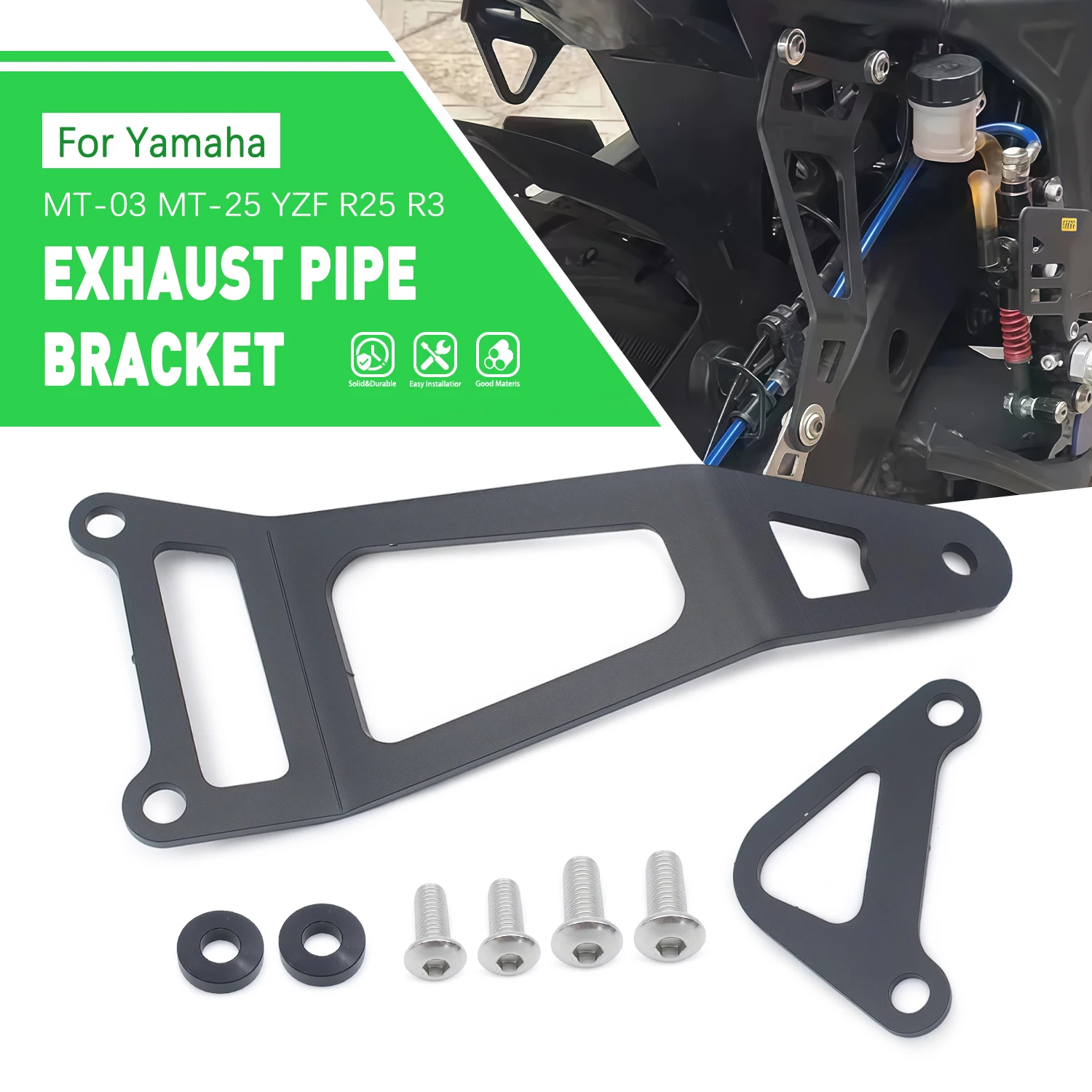 

For Yamaha MT03 MT-03 MT25 MT-25 YZF R3 R25 Motorcycle Rear Footrest Blanking Plate Support Exhaust Pipe Holder Support Replace