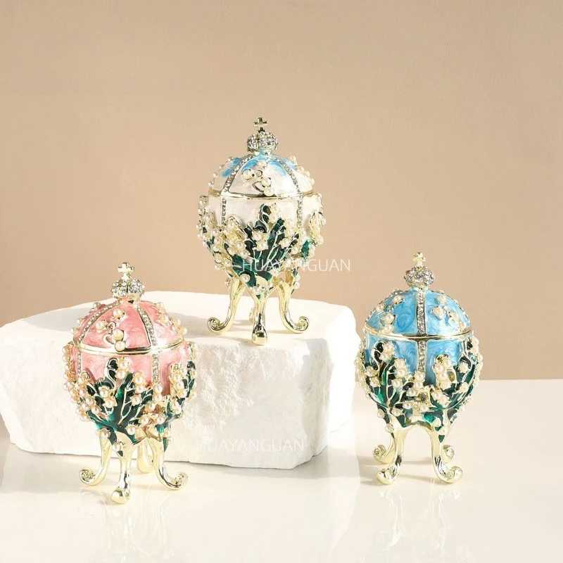Dragon fruit Russian egg enamel color jewelry box small ornament jewelry storage cute egg exquisite gift