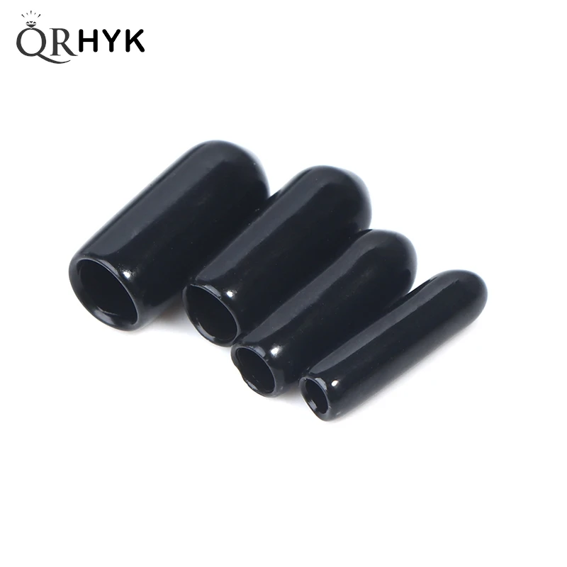 200Pcs Black Metal Headbands Ends Rubber Cover Cap 3mm 4mm 5mm 6mm For Choice