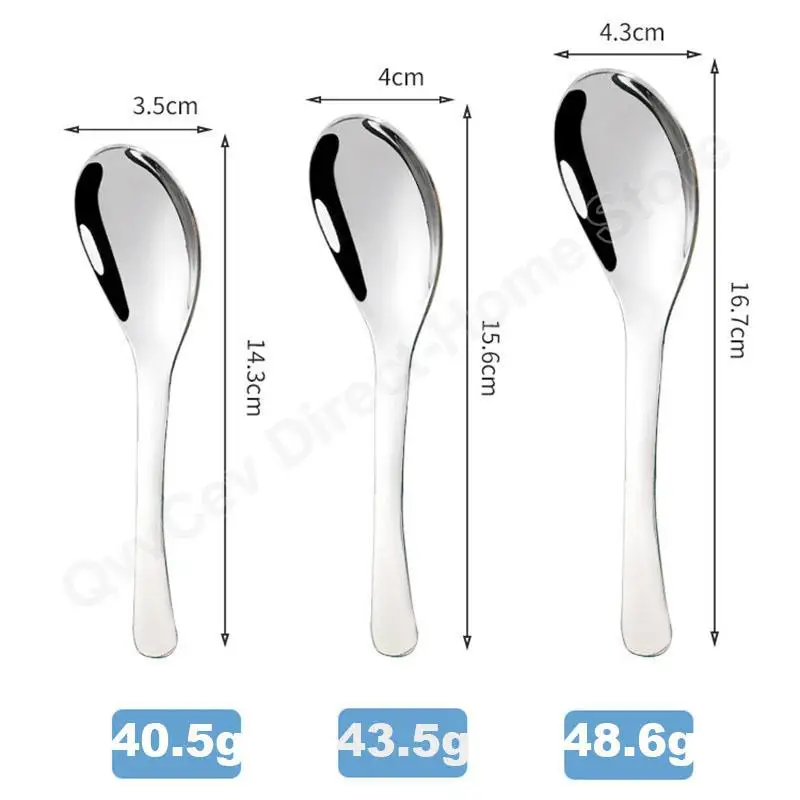 Silver Stainless Steel Soup Spoons Fork Home Kitchen Deepen Small Large Capacity Mirror Flatware for Kitchen Soup Rice Tableware