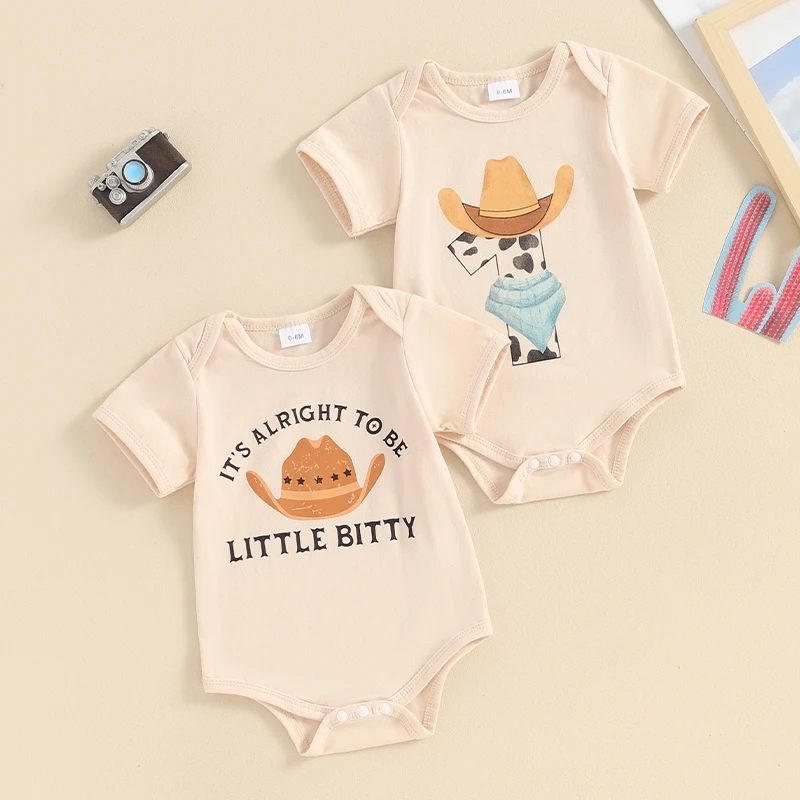 

2024-03-14 Lioraitiin Western Baby Girls Boys Bodysuit Clothes Country Cowboy Cowgirl Funny Cute Infant Creeper Baby Bodysuit