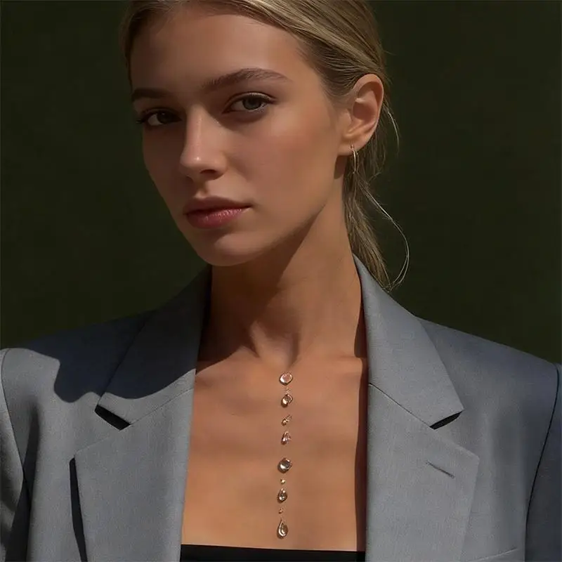 Minimalist Transparent Crystal Dewdrop Earrings Niche High-End Unique And Versatile Clavicle Chain