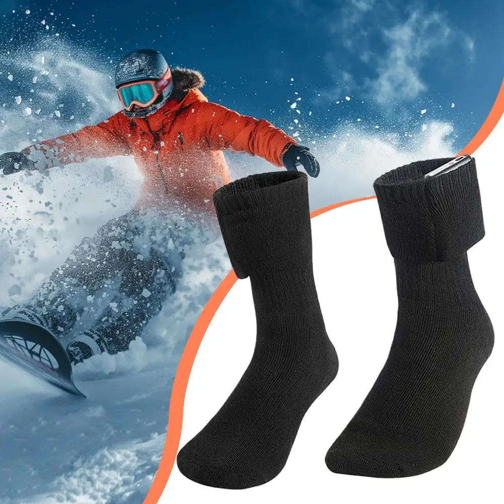 

Outdoor Electric Heating Socks Winter Skiing Full Soles Of The Feet Heating Warmth Black Unisex Sports Electric Heating Socks