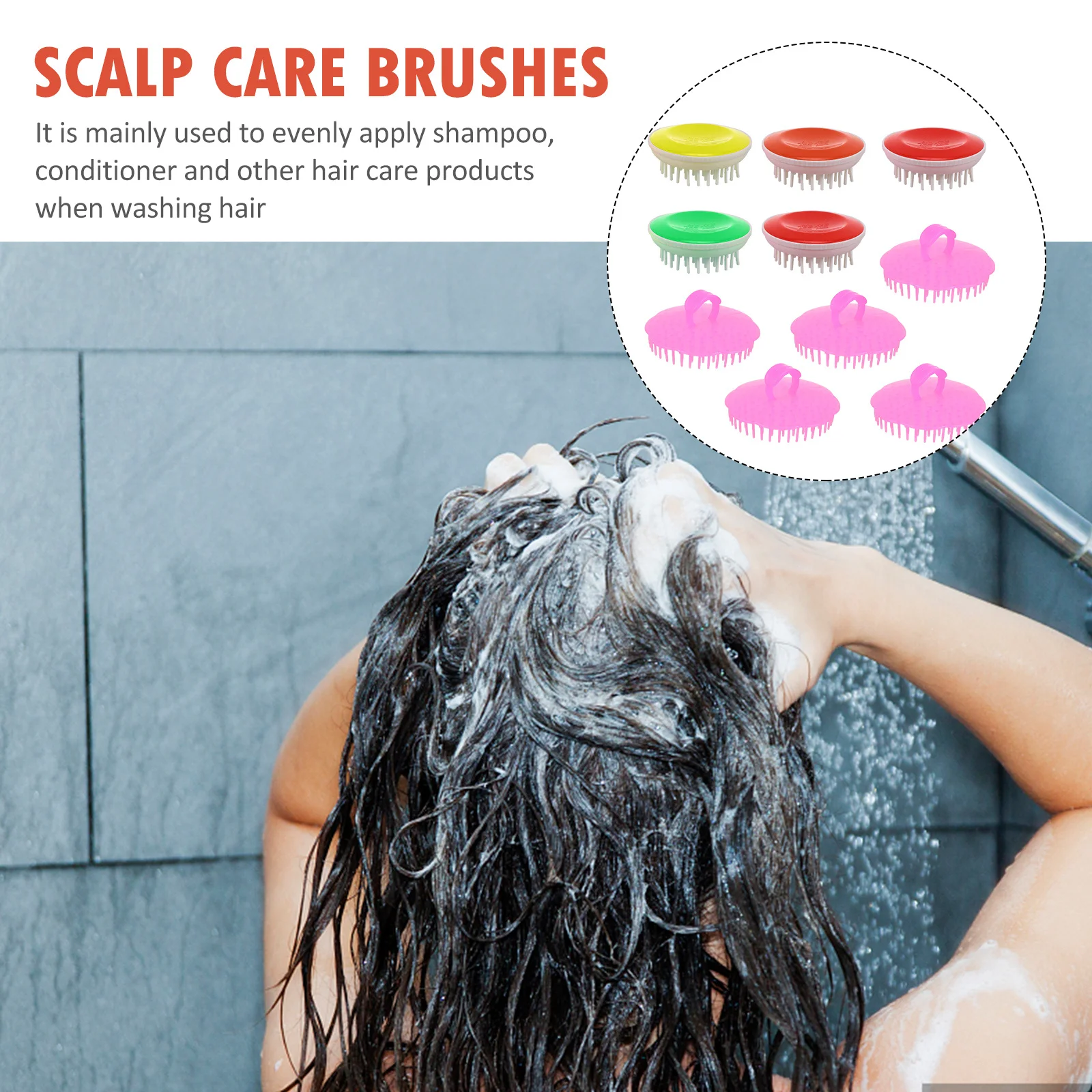 

10Pcs Scalp Massager Hair Shampoo Brush Silicone Head Scrubber Deep Clean Exfoliate Dandruff Removal Hair Washing Scalp Care