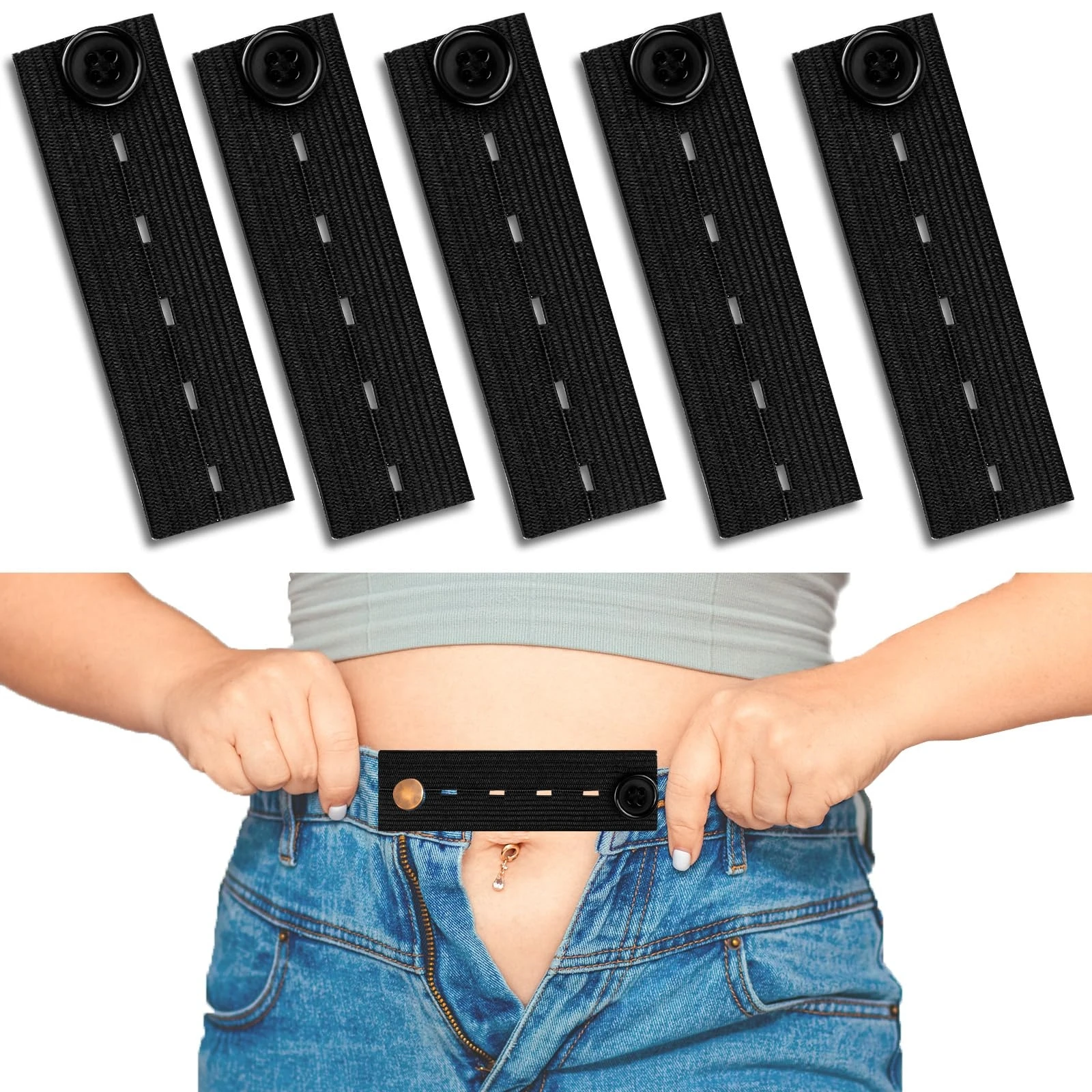 

5 шт. эластичный удлинитель пуговиц для мужчин и женщин, эластичный удлинитель талии, регулируемый удлинитель ремня для мужчин и женщин, удлинитель пуговиц для джинсов и брюк