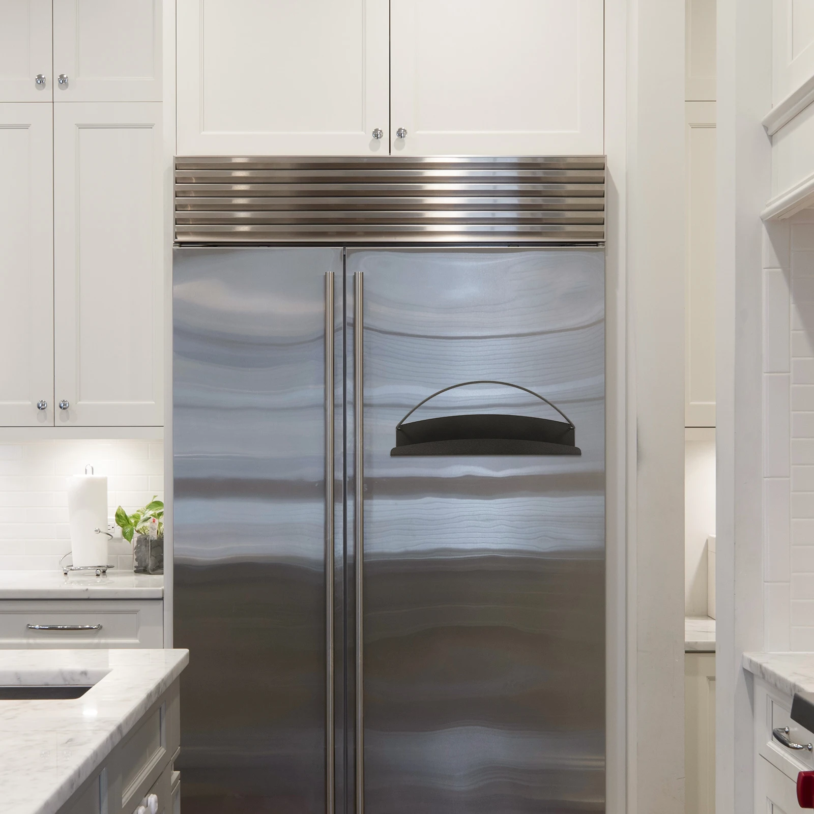 

Magnetic Storage Rack Fridge Spice Holder Black Magazine Recipe Shelf Kitchen Wall Shelves Long Lasting No Drilling