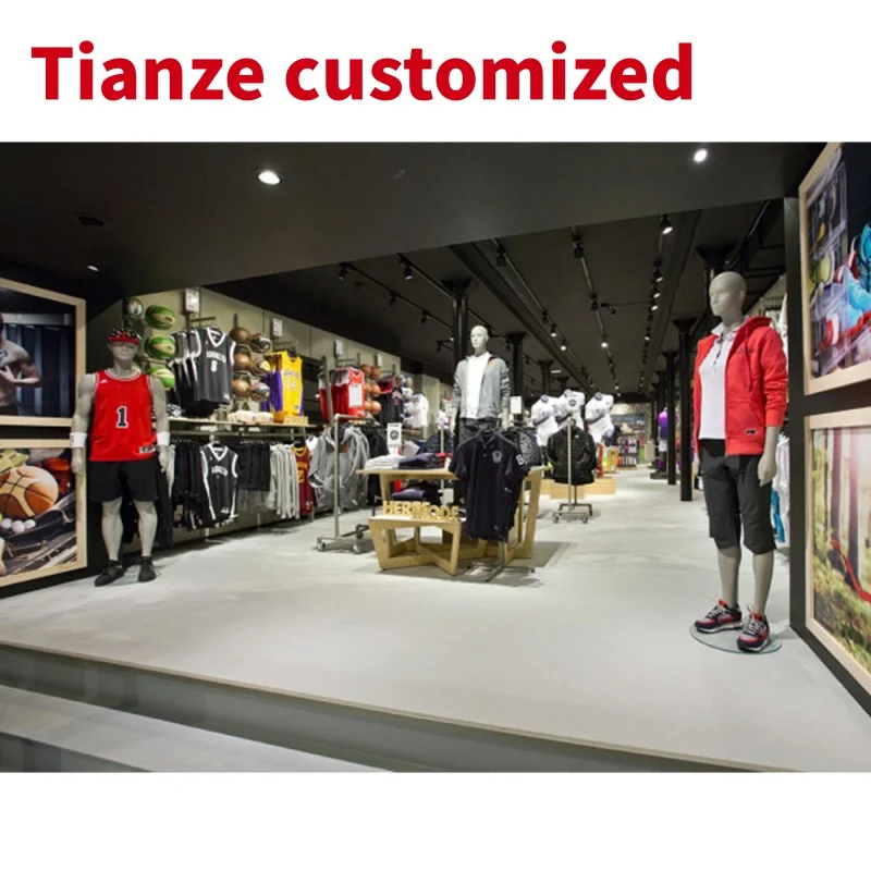 

(customized)Latest Stylish Sports Store Interior Fashion Design Layout Custom Retail Display Furniture New Sport Cloth