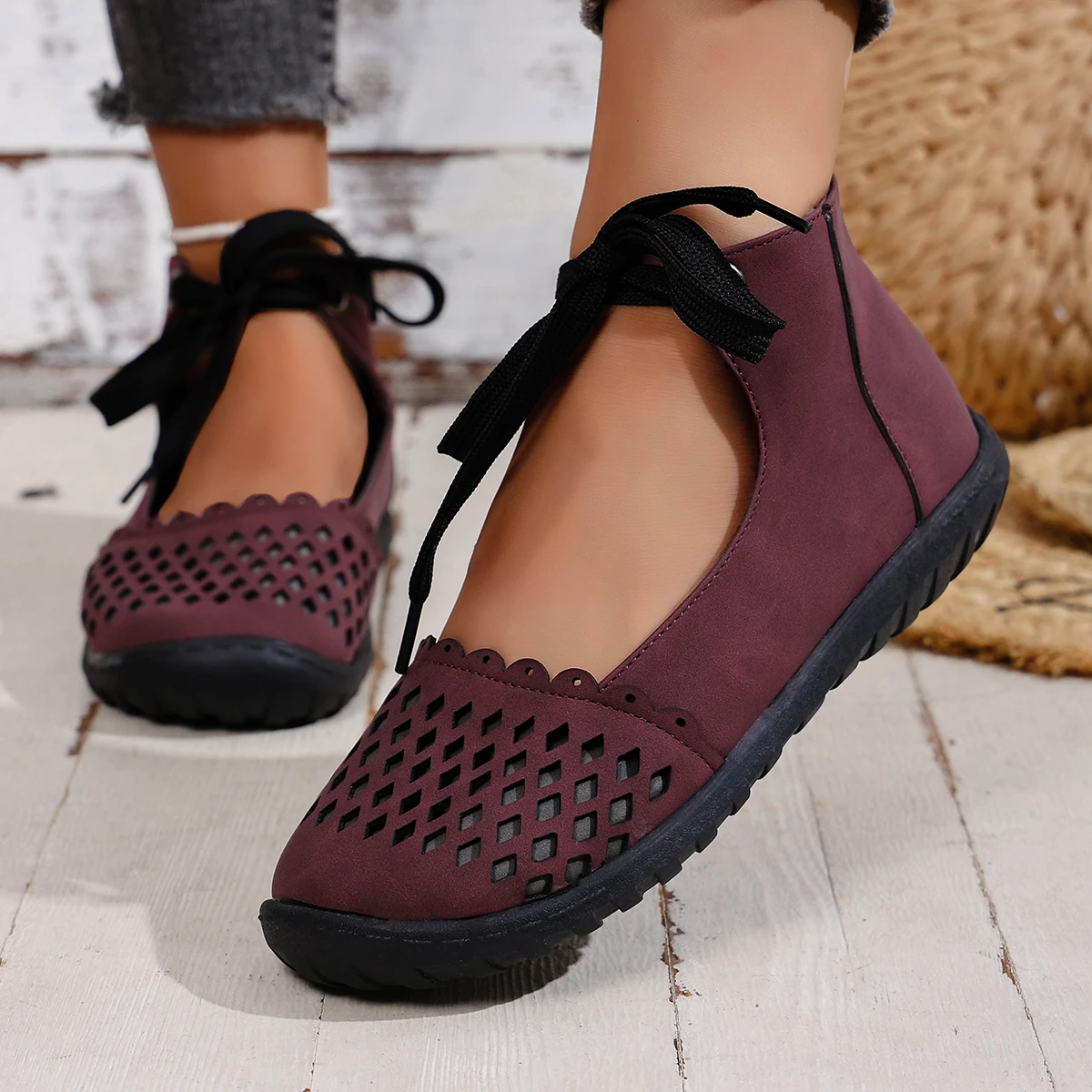 

Women Flats Round Toe Sandals Casual Lace-Up Comfort Shoes Style 2025 New Slip-on Spring Platform Sandals Sandalias De Mujer