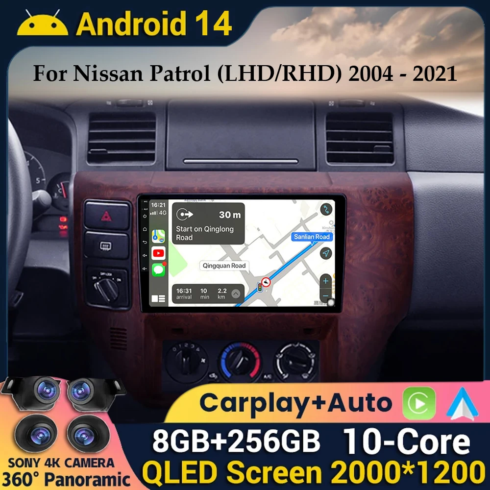 

Автомагнитола Android 14 Carplay для Nissan Patrol V 5 Y61 2004-2021 Стерео Мультимедийный Видеоплеер Навигация GPS 2Din DVD