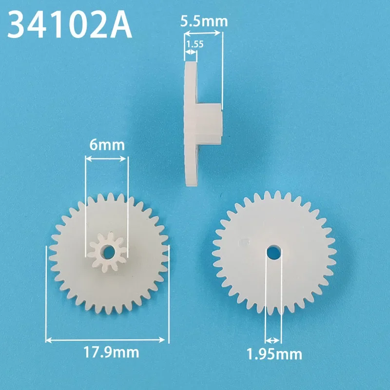 34+10T 0.5M Plastic Bilayer Pinion OD=18mm 34 Teeth + 10 Teeth 2mm DIY Toy Repair Gears 34102A 34102B 34102.5B