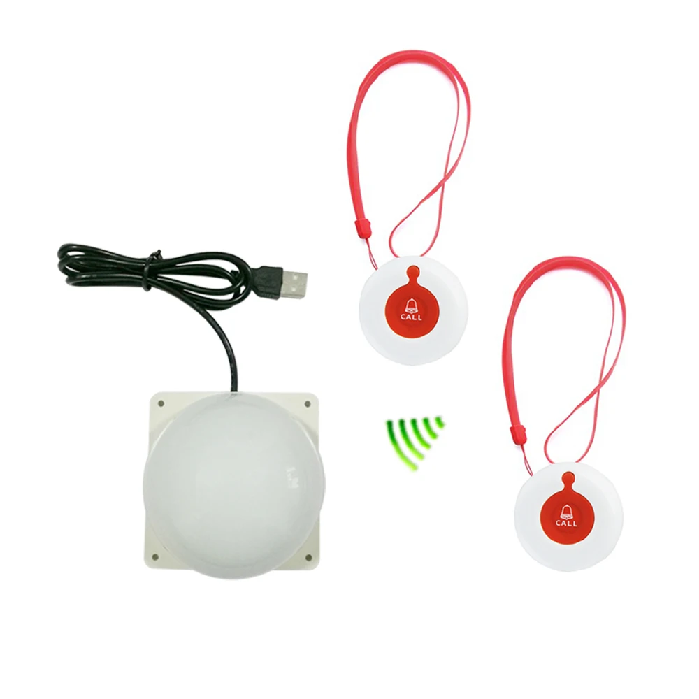 Wireless Caregiver Pager Nurse Call System Pull Cord Emergency Buttons with Flash Sound Alarm Light for Elderly Patient Disabled