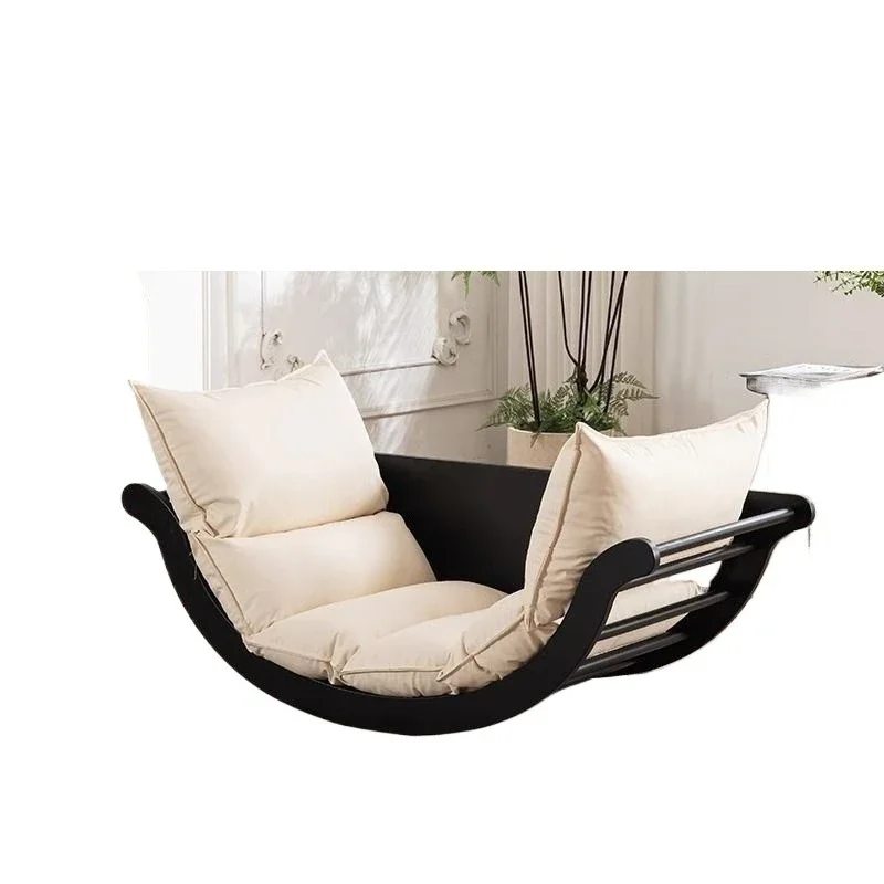 

Multifunctional banana boat lazy rocking chair, balcony household adult sofa chair, solid wood single leisure nap recliner