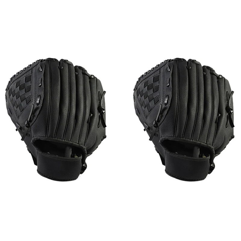 

2X Outdoor Sports Baseball Glove Softball Practice Equipment Right Hand For Adult Man Woman Train,Black 10.5 Inch