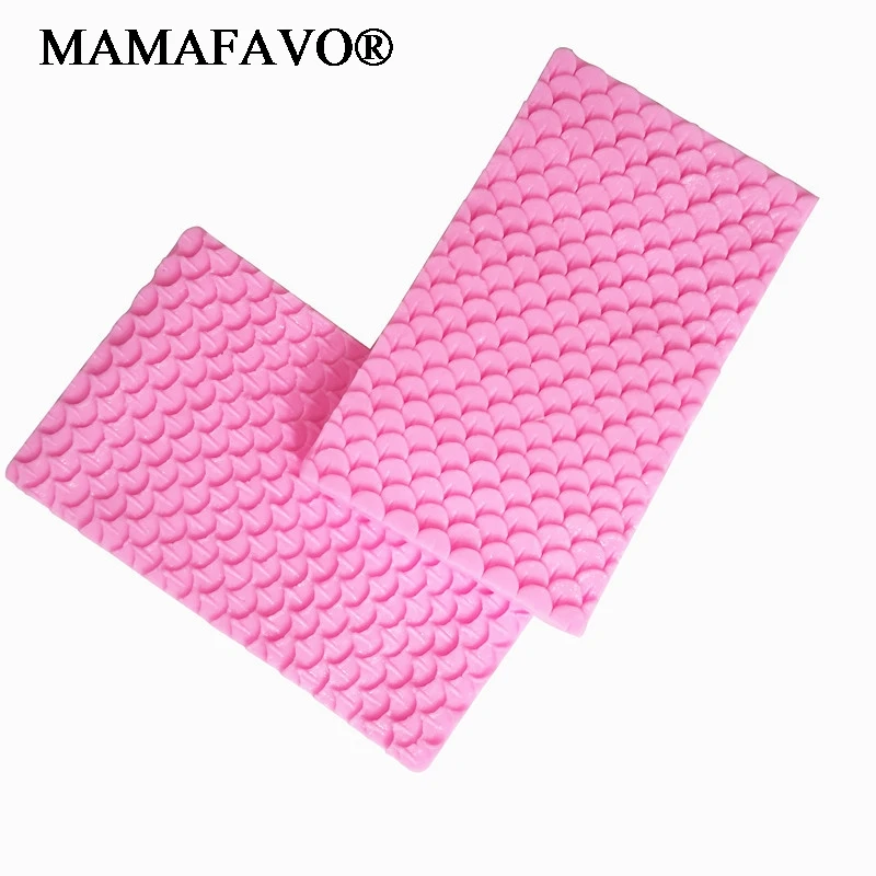 3D Mermaid Fish Snake Scale Lace Border Mat Cake Decorating Texture Silicone Molds Baking Tools Gumpaste Chocolate Moulds F103