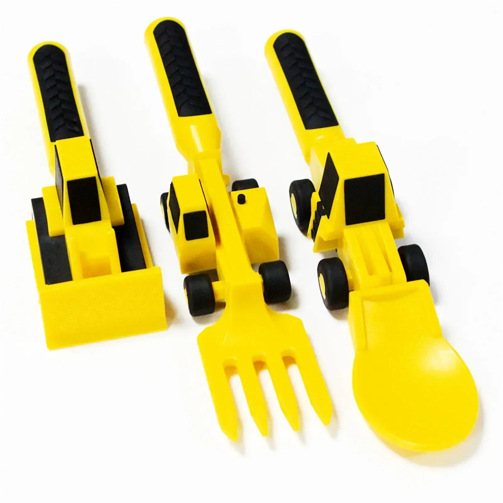 3PCS/Set Innovative Children's Car Tableware Bulldozer Excavator Shovel Cutlery Kids Tableware Using Materials Tested for Safety