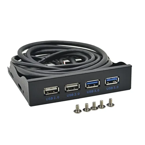 Imagen 1 del producto BTBcoin HUB USB 2,0 USB 3,0 Panel frontal de 4 puertos USB3.0 Hub Splitter adaptador de soporte combinado interno para escritorio Bahía de disquete de 3,5 pulgadas