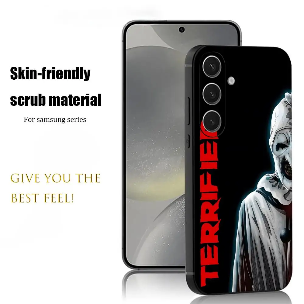 Terrifier Cool Movie Retro Phone Case For Samsung Galaxy S26 S25 S24 S23 S22 S21 Plus Ultra Note20 Soft Black