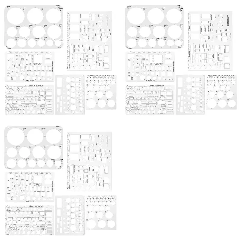 

ABYP 18 шт. круглый шаблон для черчения, трафареты геометрической формы, круглая квадратная измерительная линейка для строительства, трафаретного рисунка