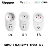 SONOFF S26-R2 WiFi Smart Plug ESP32/ESP8266 Timer Socket EU FR BR Outlet Support Alexa Google Yandex Alice Smartthings Ewelink