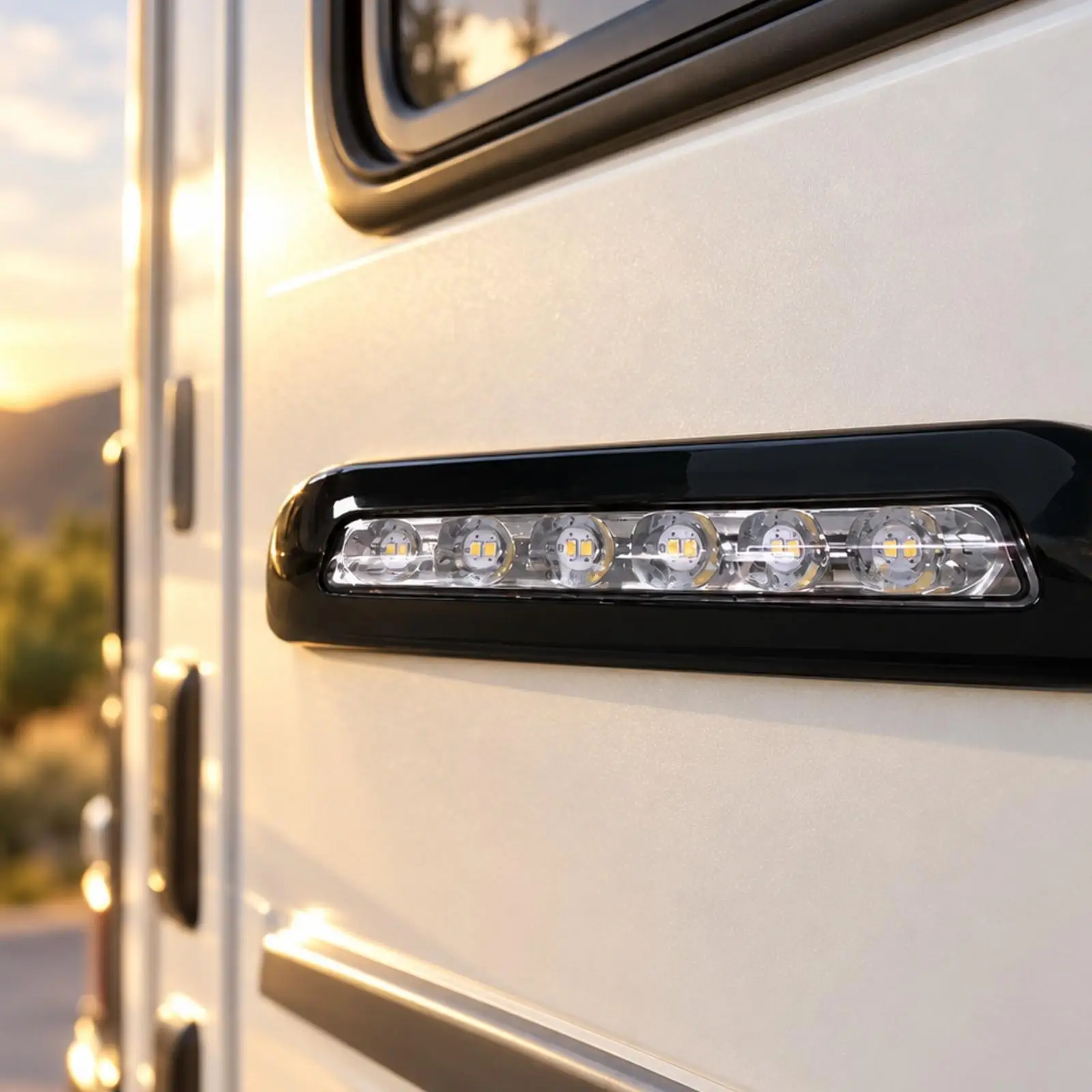 Rectangular LED Exterior Light Low-Electrical Potential with IP66 Water-Resistant Enclosure for Vehicle Exteriors, Boat Decks,