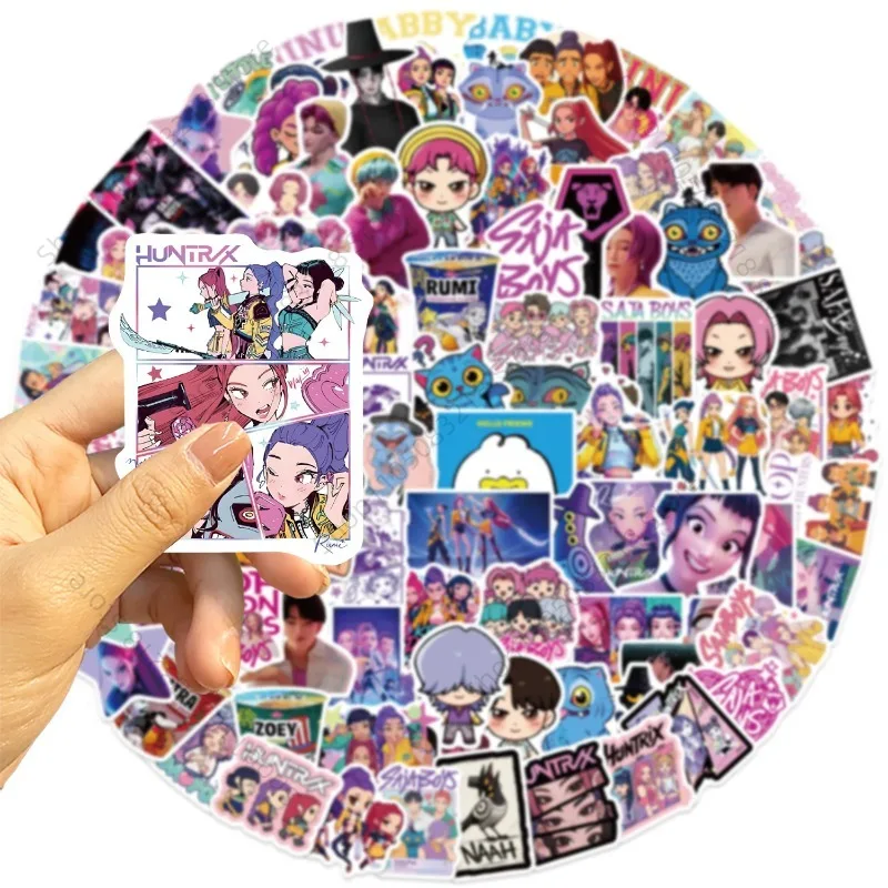 Immagine 5: 50/60/110PCS HUNTR/X SAjA Ragazzi K-POP DEMON HUNTERS Film RUMI Adesivi Telefono Chitarra Laptop Notebook Valigia Adesivo Impermeabile
