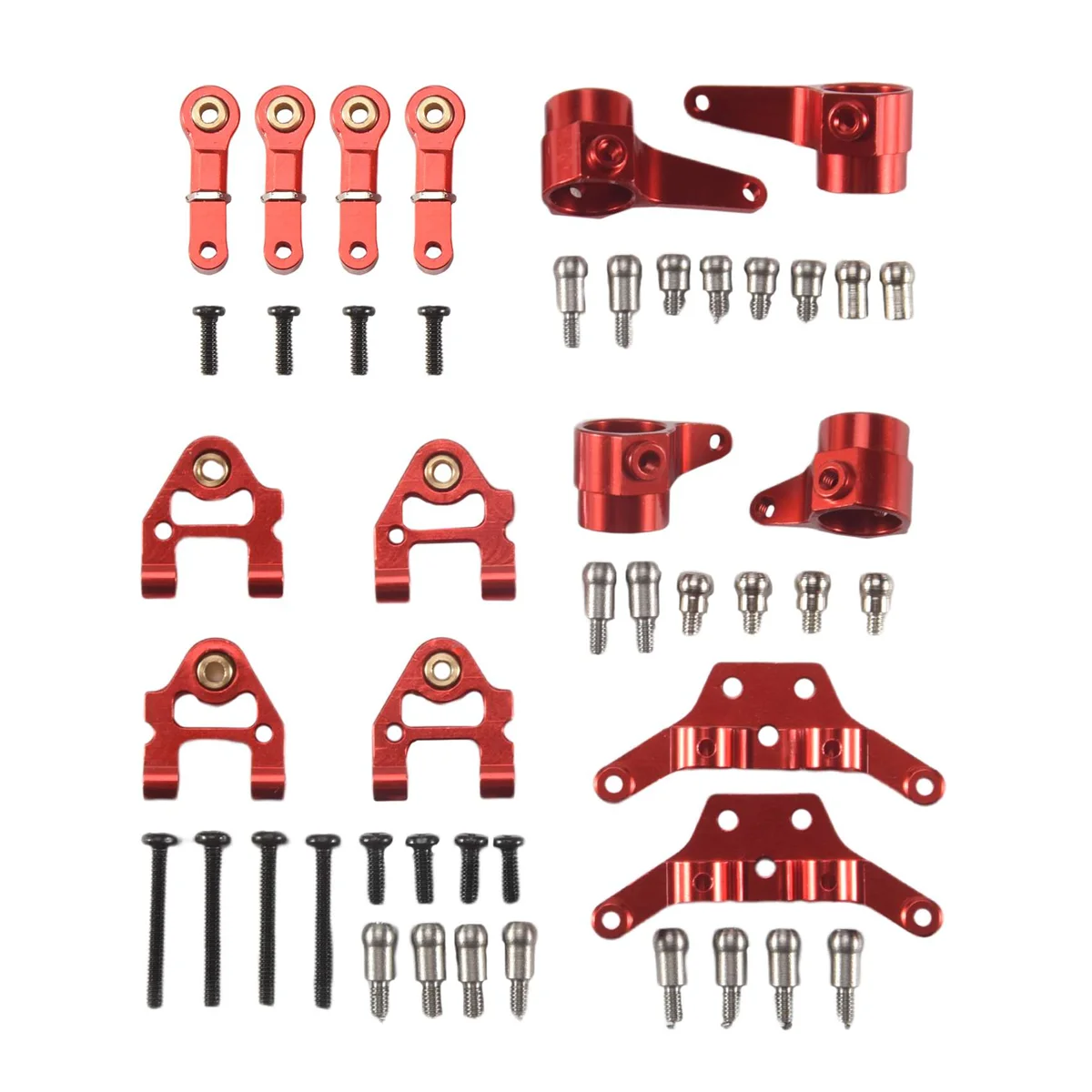 A17I Metal Upgraded Parts Steering Cup Swing Arm Plate Set for P929 P939 K969 K979 K989 K999 1/28 RC Car,Red