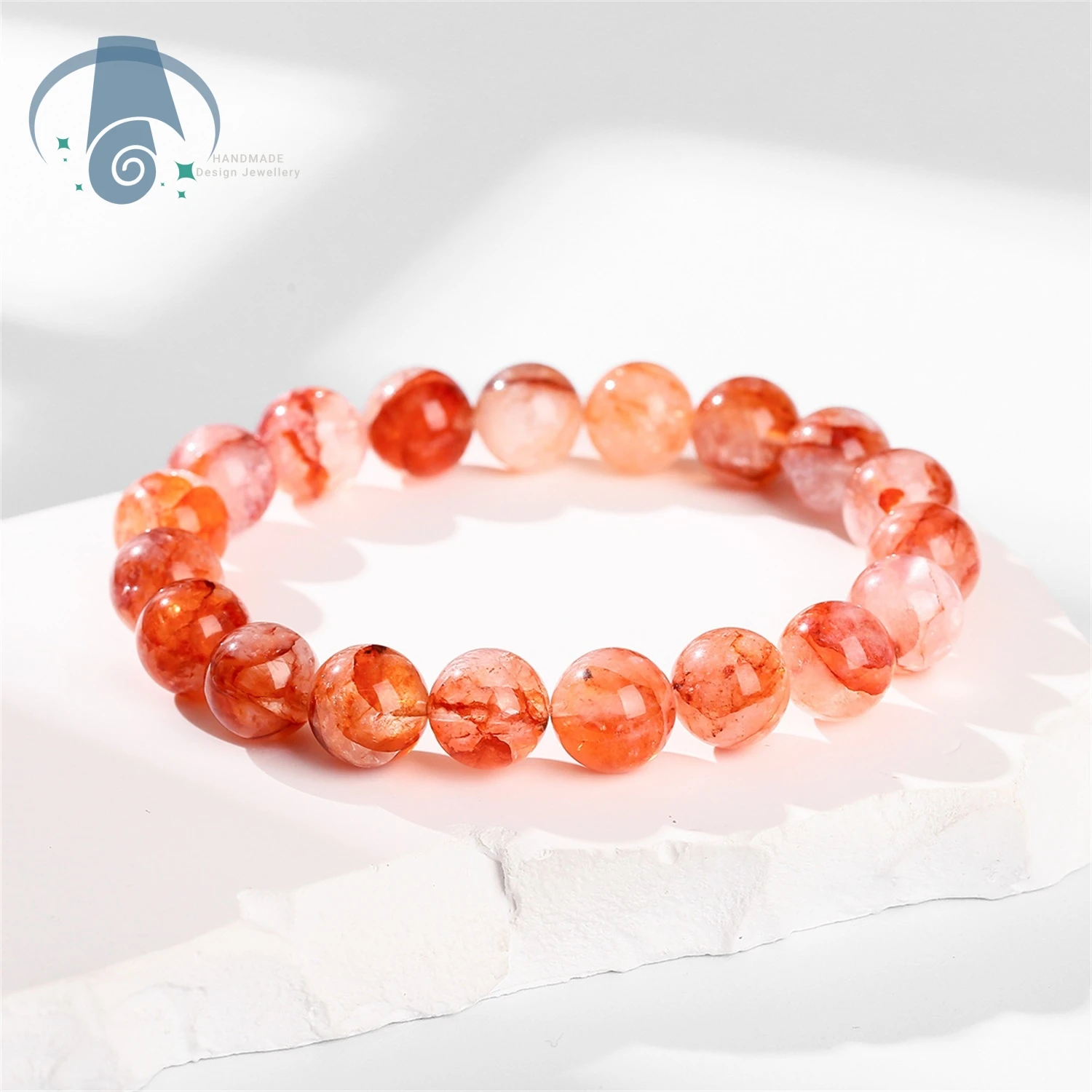 Red Gum Flower Crystal Bracelet Natural Stone Bead Single Loop Phantom Inclusion Handmade Jewelry for Women Girls Wholesale Heal