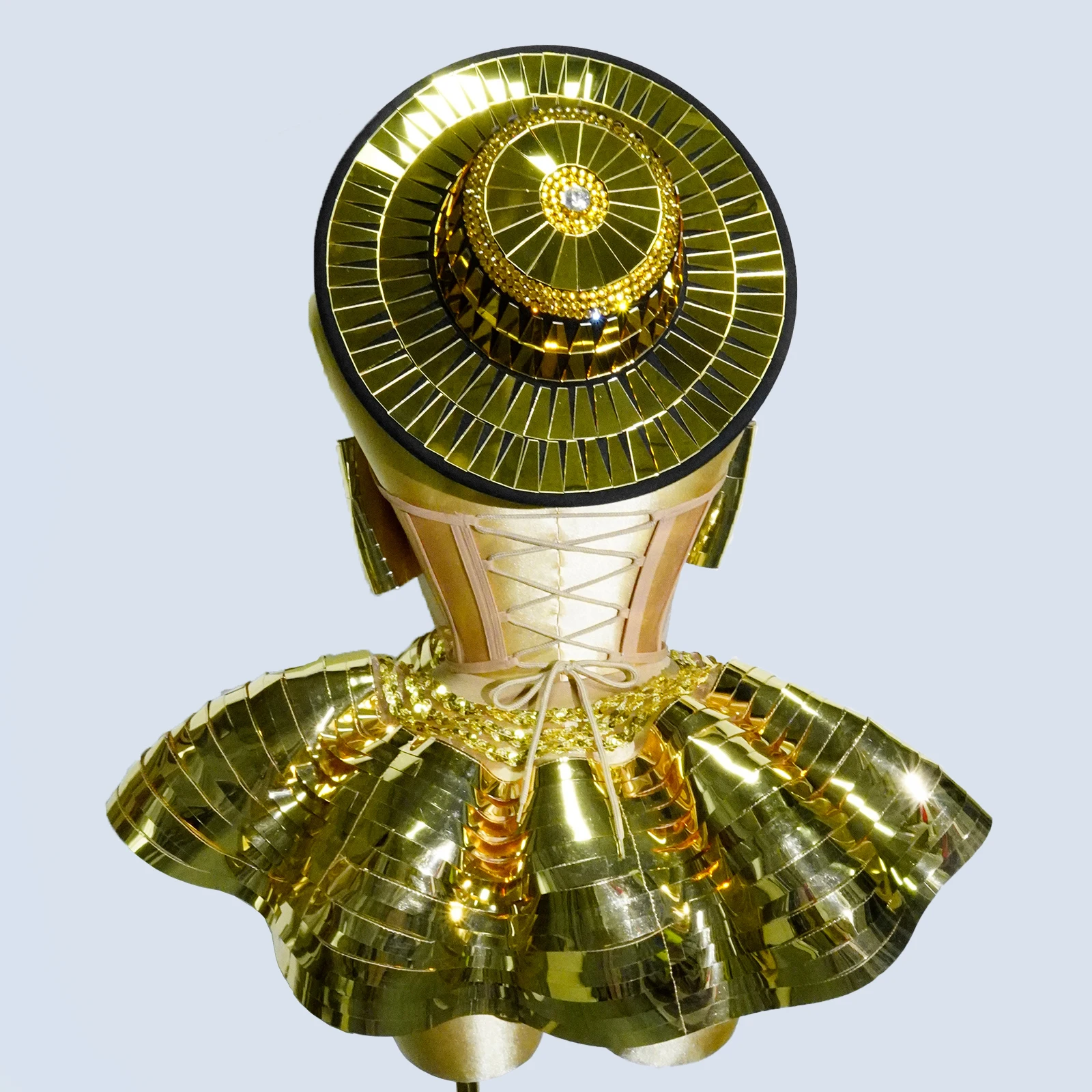 فستان مرآة بأحجار الراين الذهبية المتألقة، زي سحب الملكة، حفلة مسائية، حفلة عيد ميلاد، ملهى ليلي، ملابس راقصة، ملابس المسرح