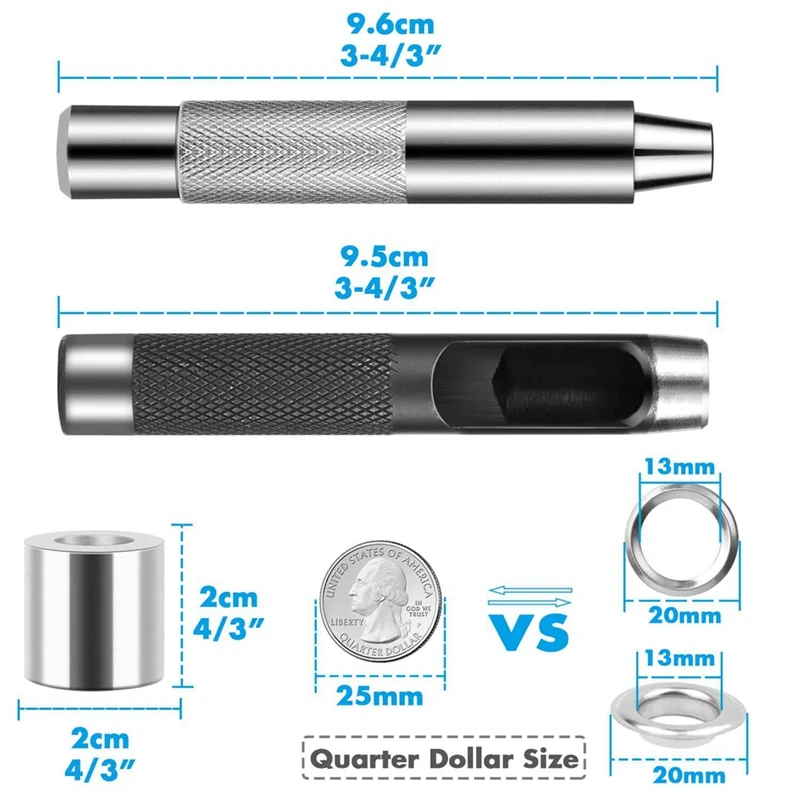 Grommet Ilhós Tool Kit com Ferramentas e Caixa De Armazenamento, 1/2 ", 120 Conjuntos