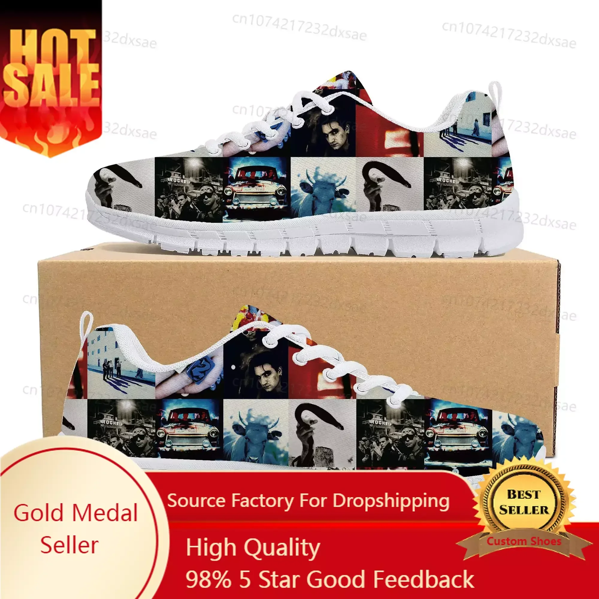 

U2 Rock Band Fashion punk Sports Shoes Mens Womens Teenager Kids Children Sneakers Casual Custom High Quality Couple Shoes