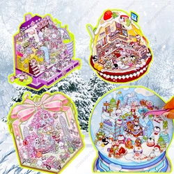 New Ice Snow Crystal House 3D Diy Stickers Shaved ice house Landscape Cabin Scene Sticker Stacking Birthday Gift for Kid Child