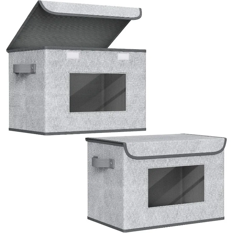 

large foldable stackable storage box with lid, closet storage bag and basket suitable for home, office, bedroom