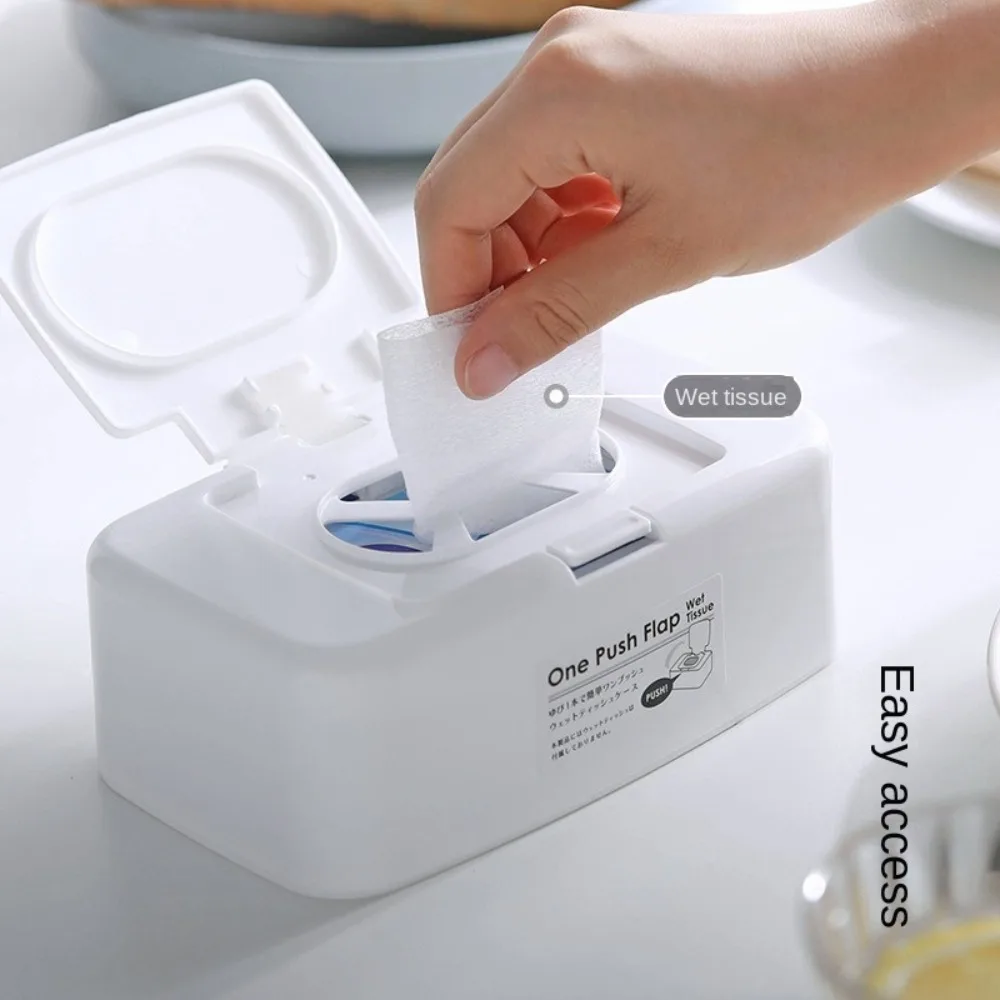Tissue Container Plastic Wet Tissue Paper Case Portable White Tissue Box Dustproof Removable Wet Wipes Dispenser Holder Hotel