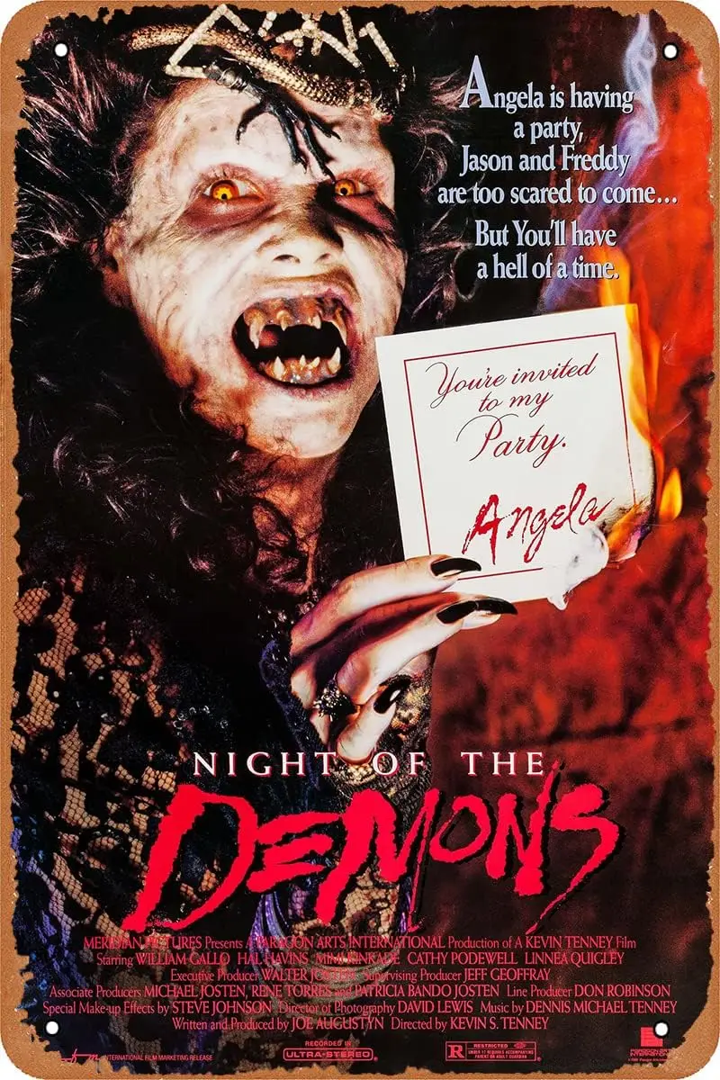 Night of the Demons Horror Movie Metal Tin Sign Vintage Metal Poster Home Room Man Cave Bar Cafe Wall Decor 8x12 Inch sign