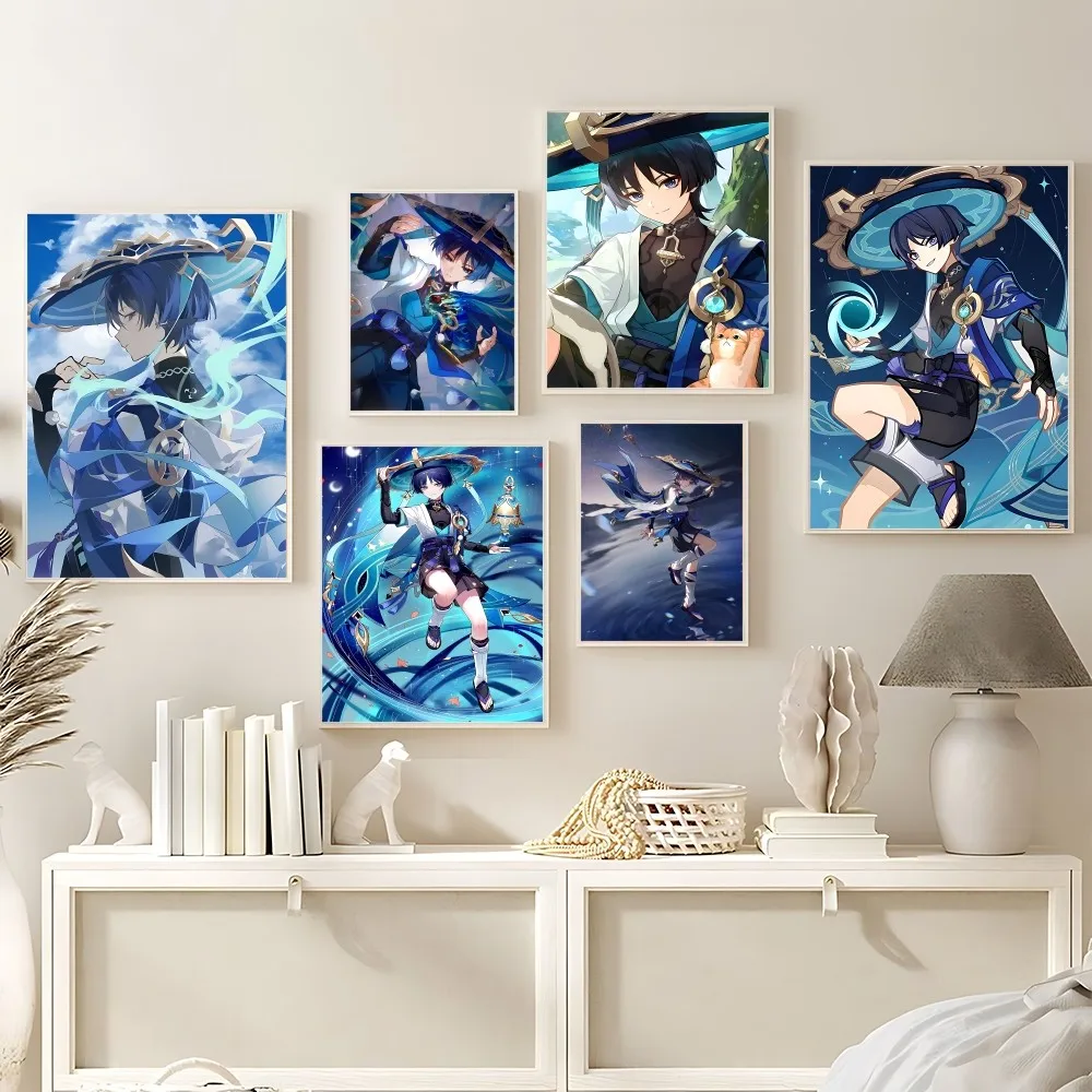 Anime Games Genshin Impac Wanderer Poster HD Art Sticky Wall Waterproof Home Living Room Bedroom Bar Aesthetic Decoration