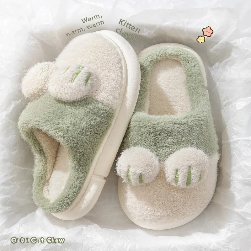 

Милые хлопковые тапочки-лапки для дома и улицы, теплые, для пар, из плюшевого хлопка, для мужчин и женщин