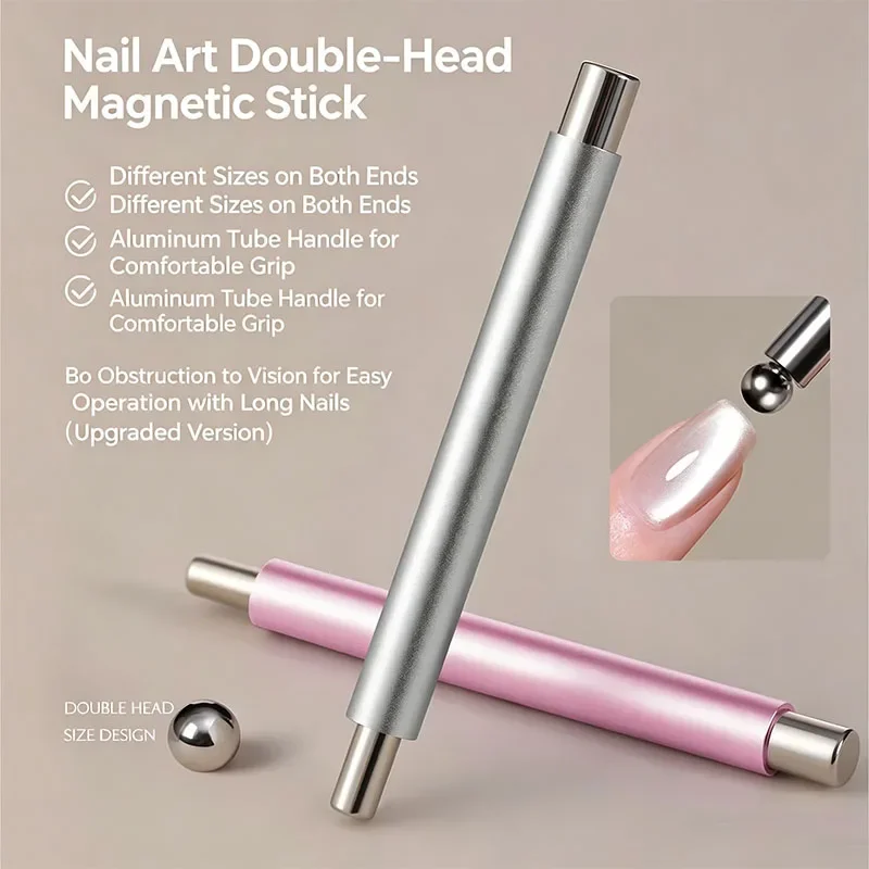 1pcs  Nail Art Magnetic Tool Cylindrical Stick with Ball Magnet Manicure Accessory for Glass Bead Effects Fits UV Gel Polish