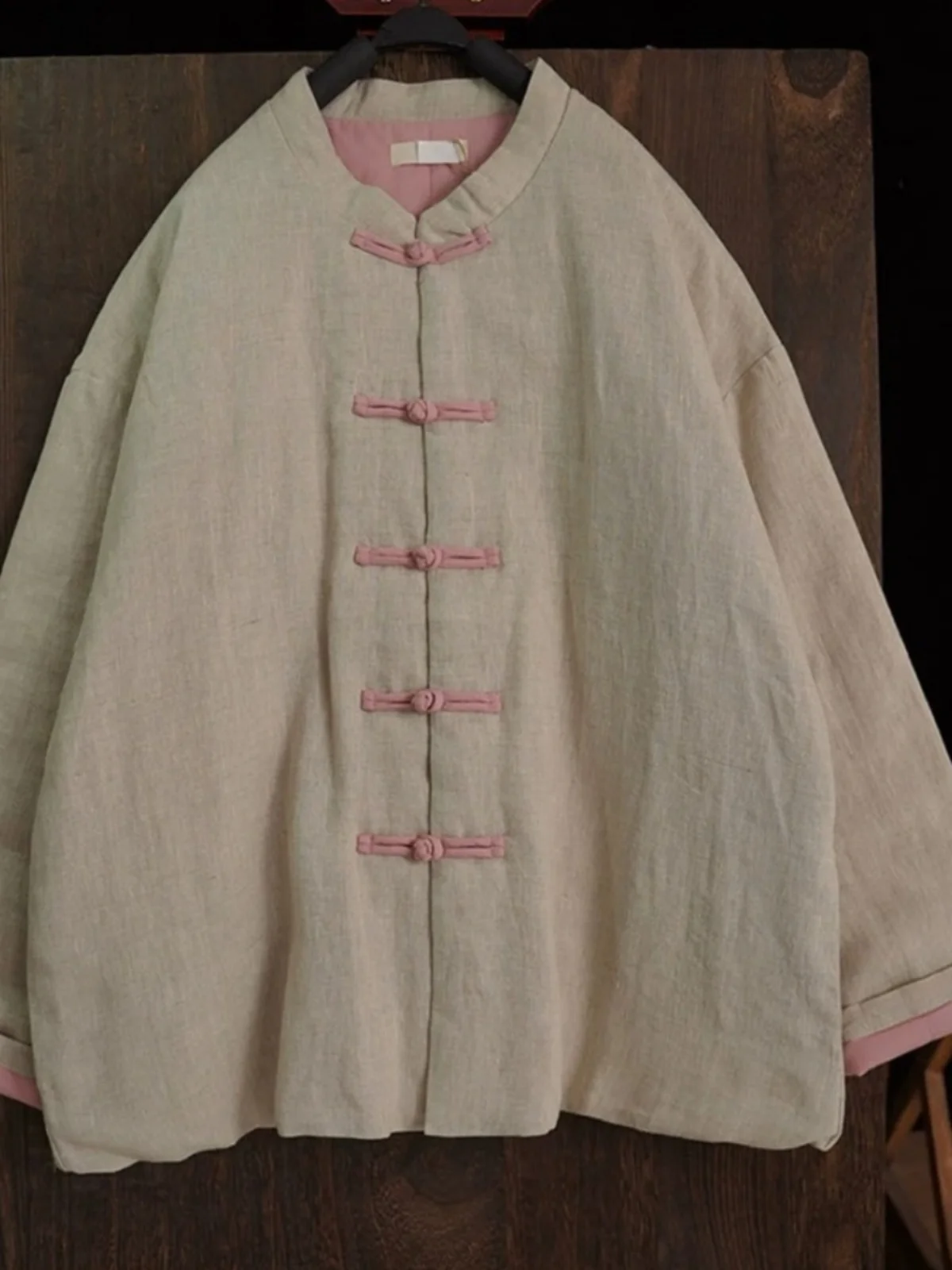 Retro chiński płaszcz zimowy damski z bawełny Sle Thiened, stójka, zapinany na guziki, zapewniający ciepło, długi rękaw, czysty...