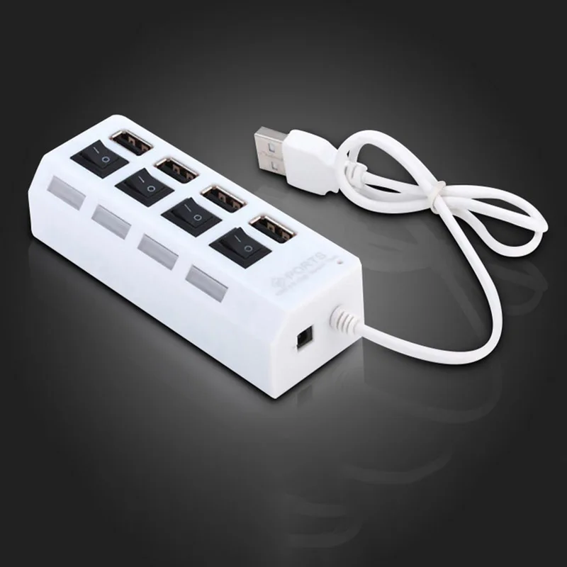 Adaptador de concentrador USB 4/7 de alta velocidad, 2,0 puertos, extensor múltiple con interruptor de lámpara LED para PC y portátil