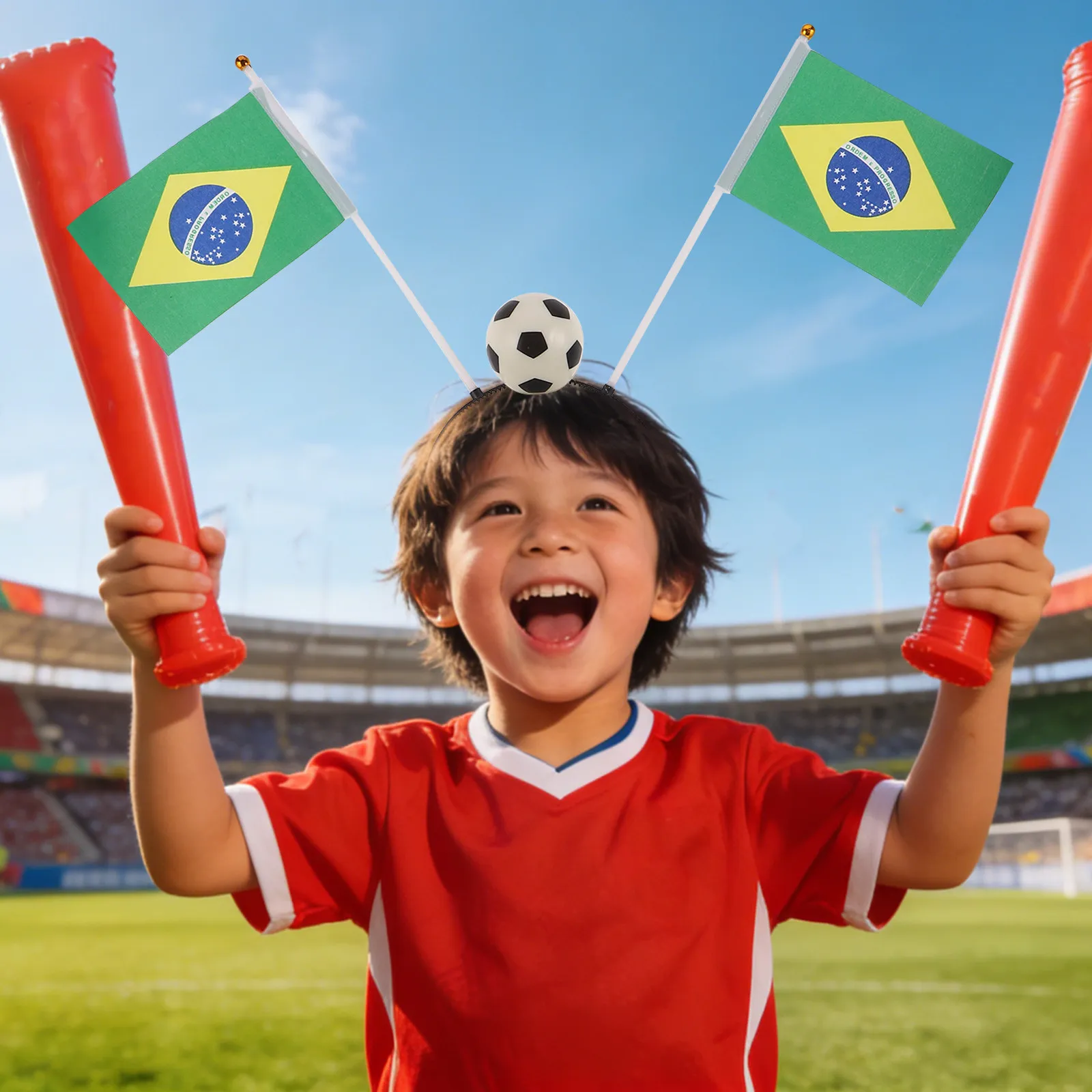 4Pcs Flag Soccer Headbands Lightweight Hair Accessories for Men Women School Team Party Decorations